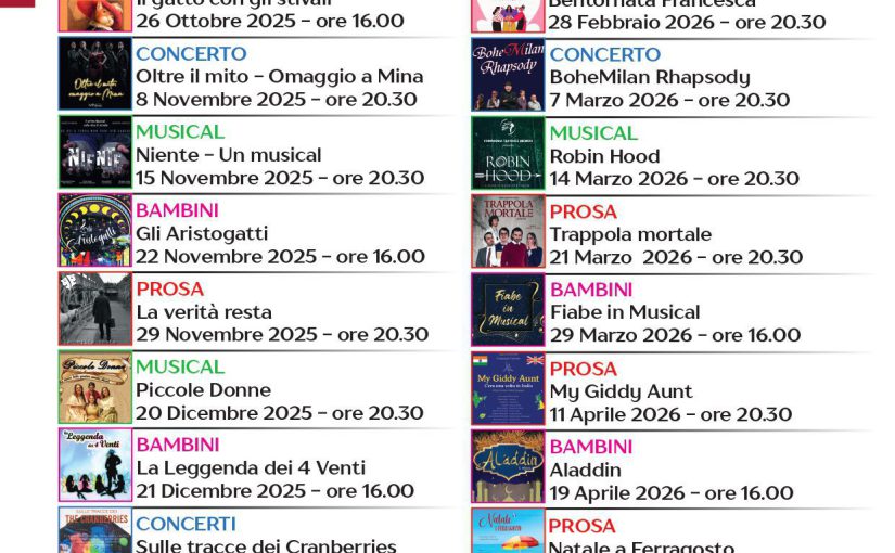 Teatro Guanella Stagione 2025-2026 “GLI ULTIMI IN PRIMA FILA”